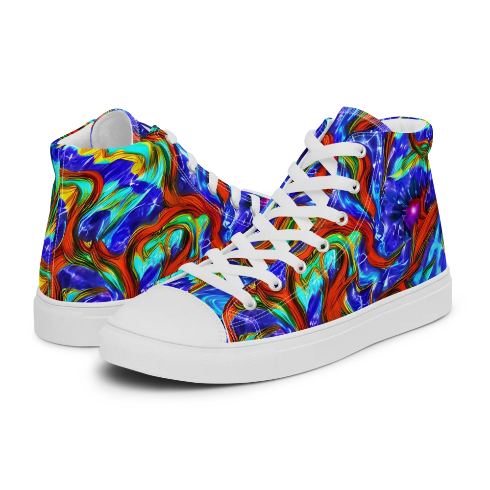 Bluefire Maze on Men's High Top Canvas Shoes — Left