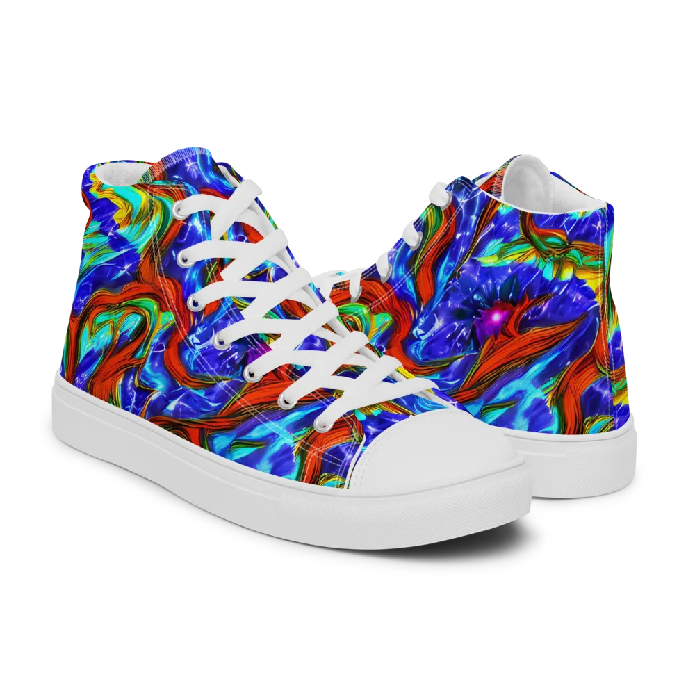 Bluefire Maze on Men's High Top Canvas Shoes — Right