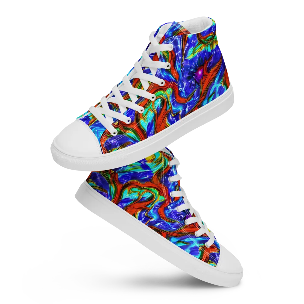 Bluefire Maze on Men's High Top Canvas Shoes — Front