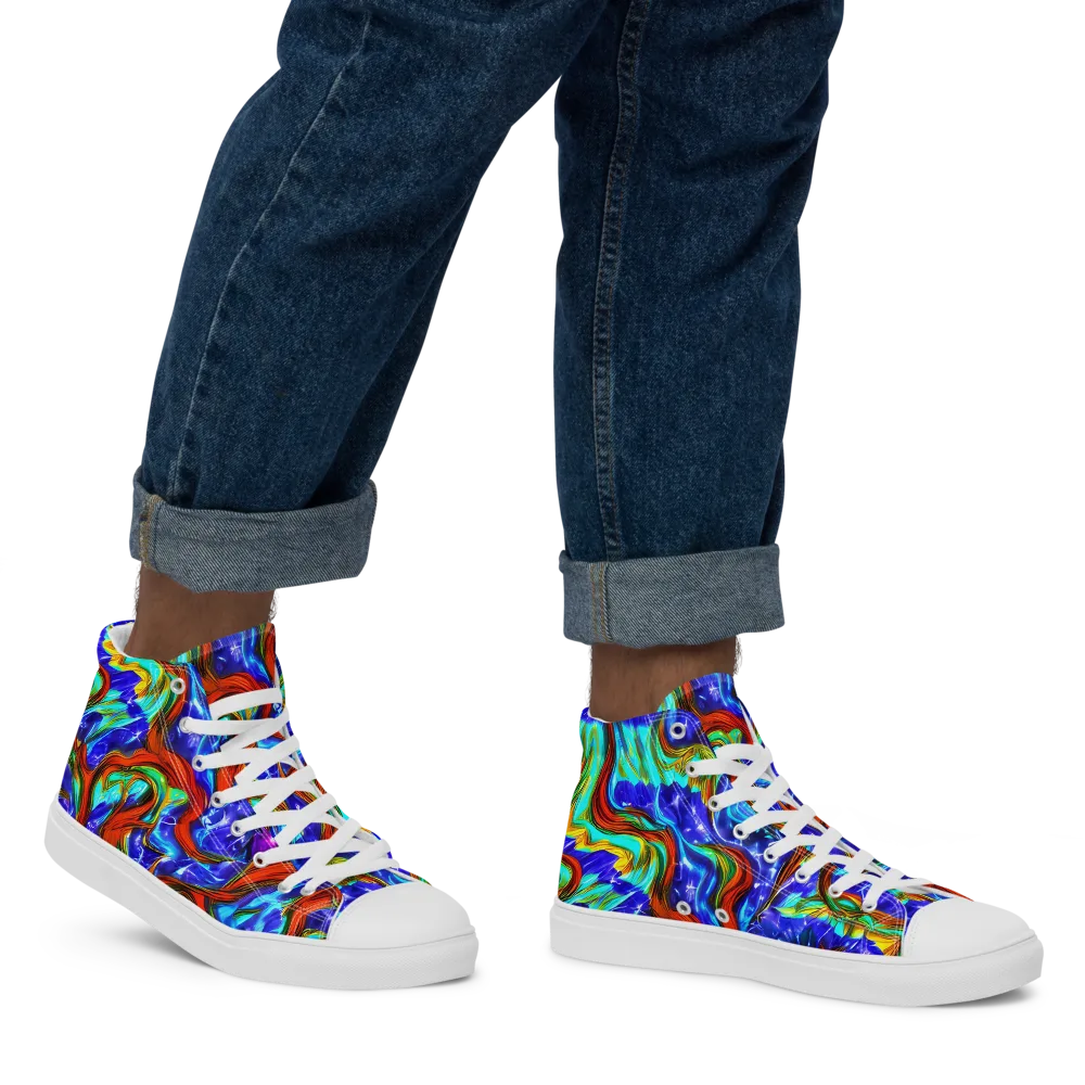 Bluefire Maze on Men's High Top Canvas Shoes — Right