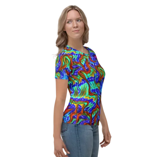 Bluefire Maze on a Women's Crew Neck T-Shirt