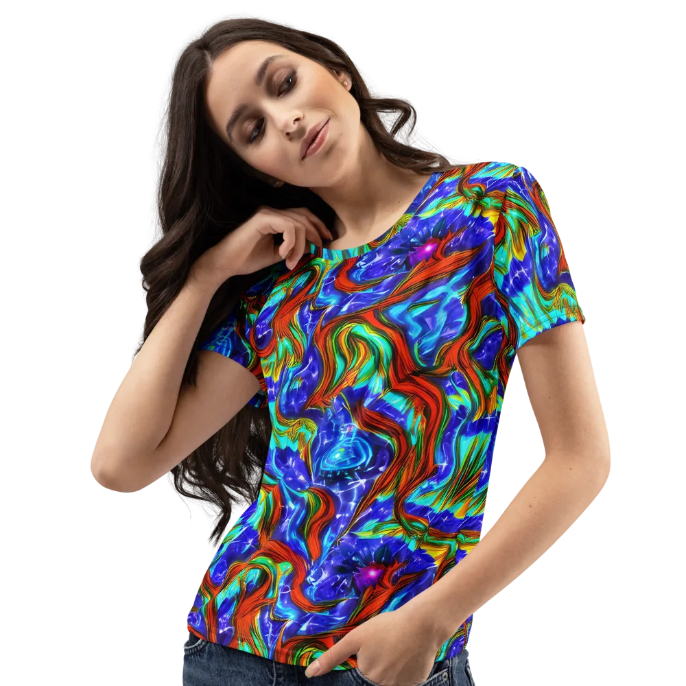 Bluefire Maze on Women's Crew Neck T-Shirt — Left Front