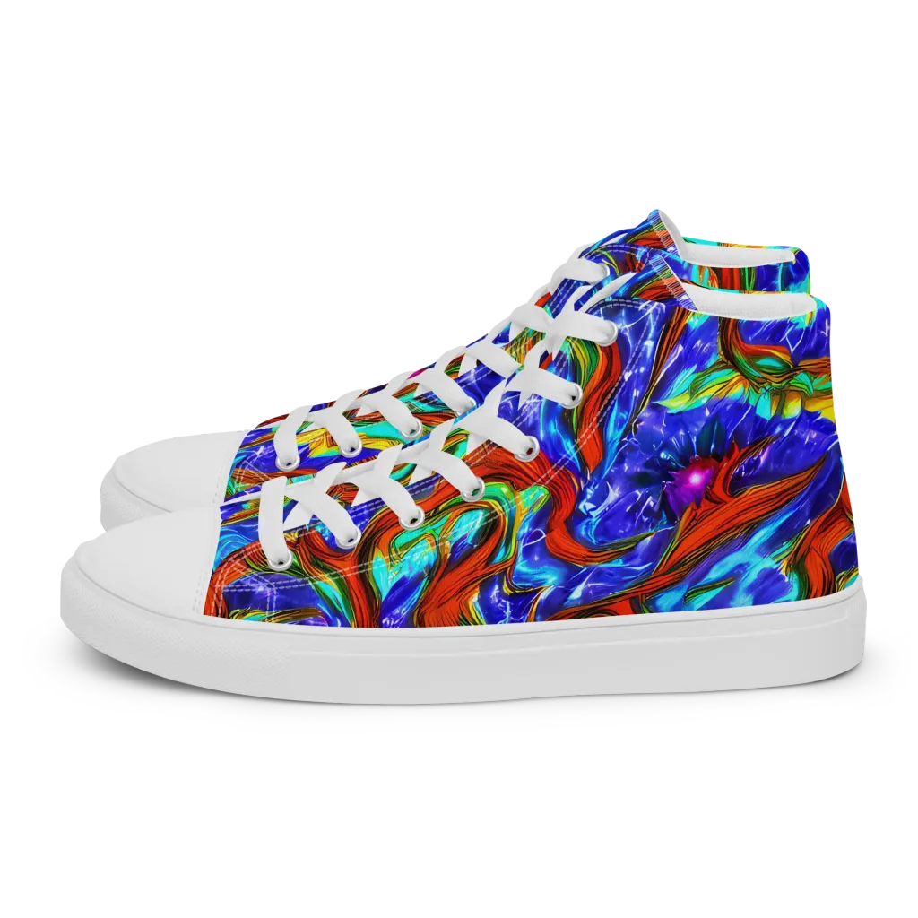 Bluefire Maze on Women's High Top Canvas Shoes — Left
