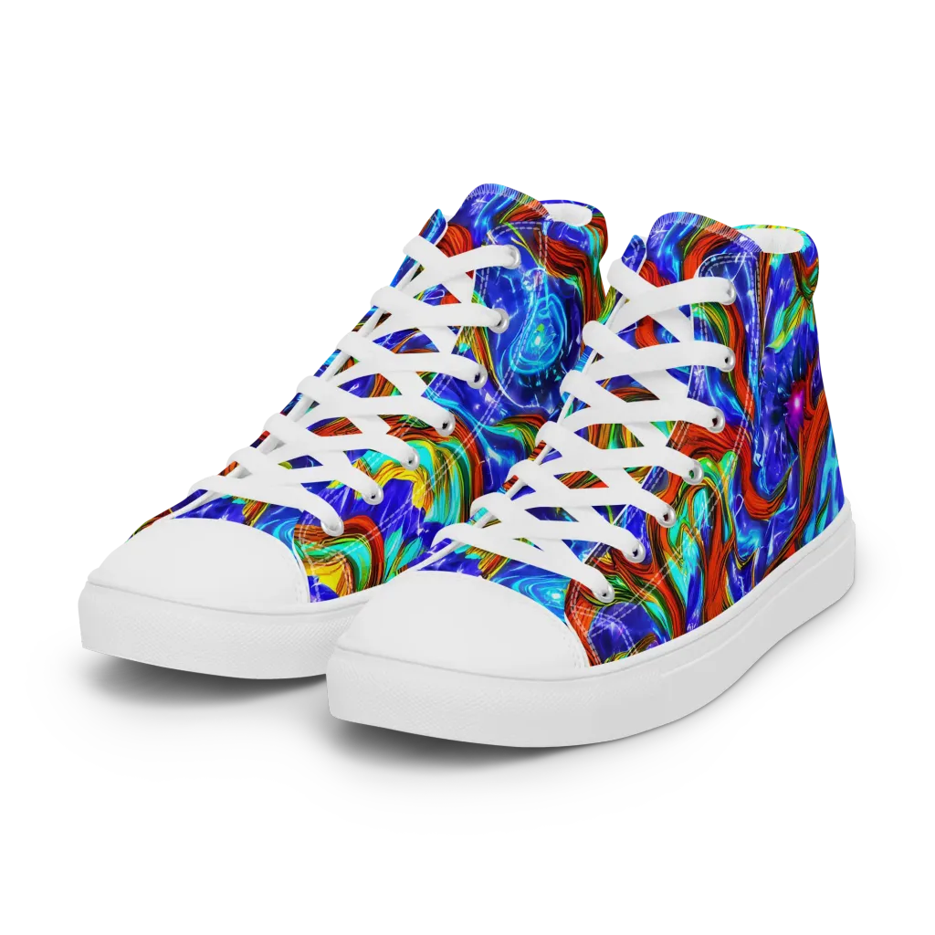 Bluefire Maze on Women's High Top Canvas Shoes — Left Front