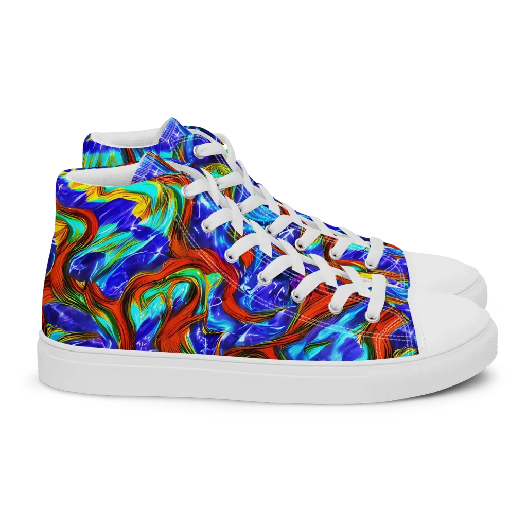 Bluefire Maze on Women's High Top Canvas Shoes — Right