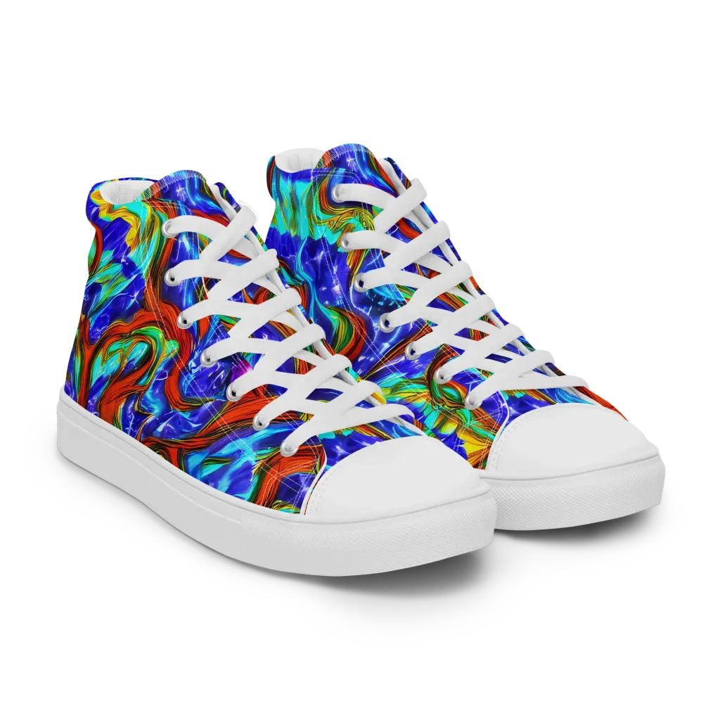 Bluefire Maze on Women's High Top Canvas Shoes — Right Front
