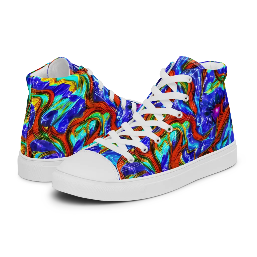 Bluefire Maze on Women's High Top Canvas Shoes — Left