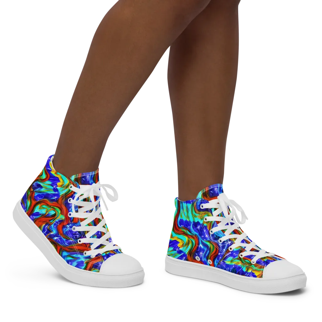 Bluefire Maze on Women's High Top Canvas Shoes — Right