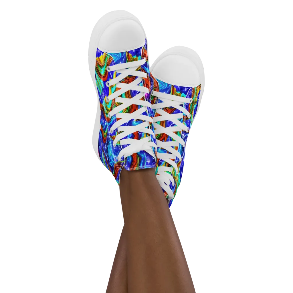 Bluefire Maze on Women's High Top Canvas Shoes — Front