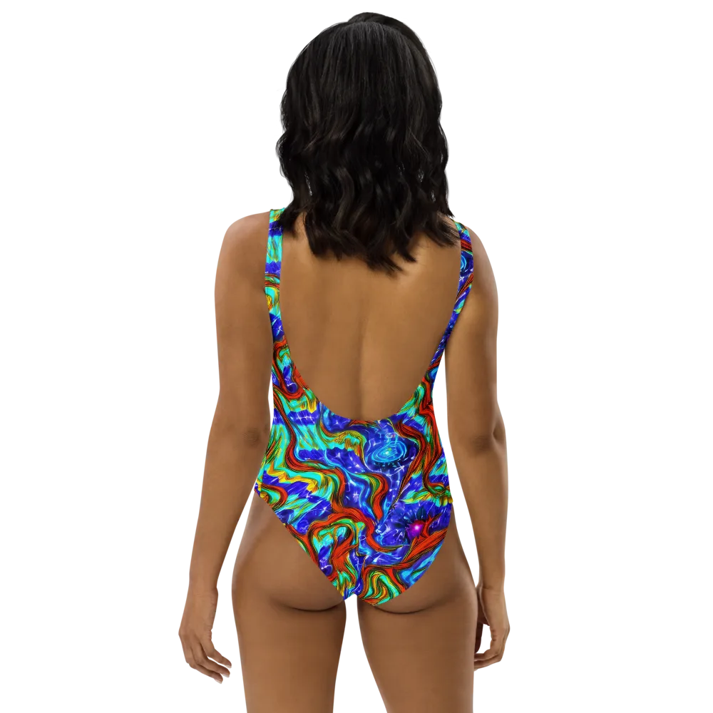 Bluefire Maze on One-Piece Swimsuit — Back