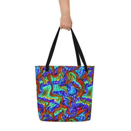 Bluefire Maze on a Large Tote Bag W/ Pocket