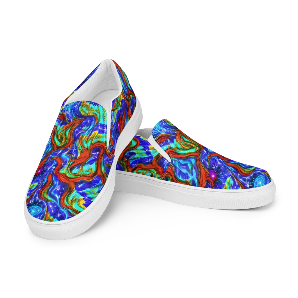Bluefire Maze on Women's Slip-On Canvas Shoes — Left Front