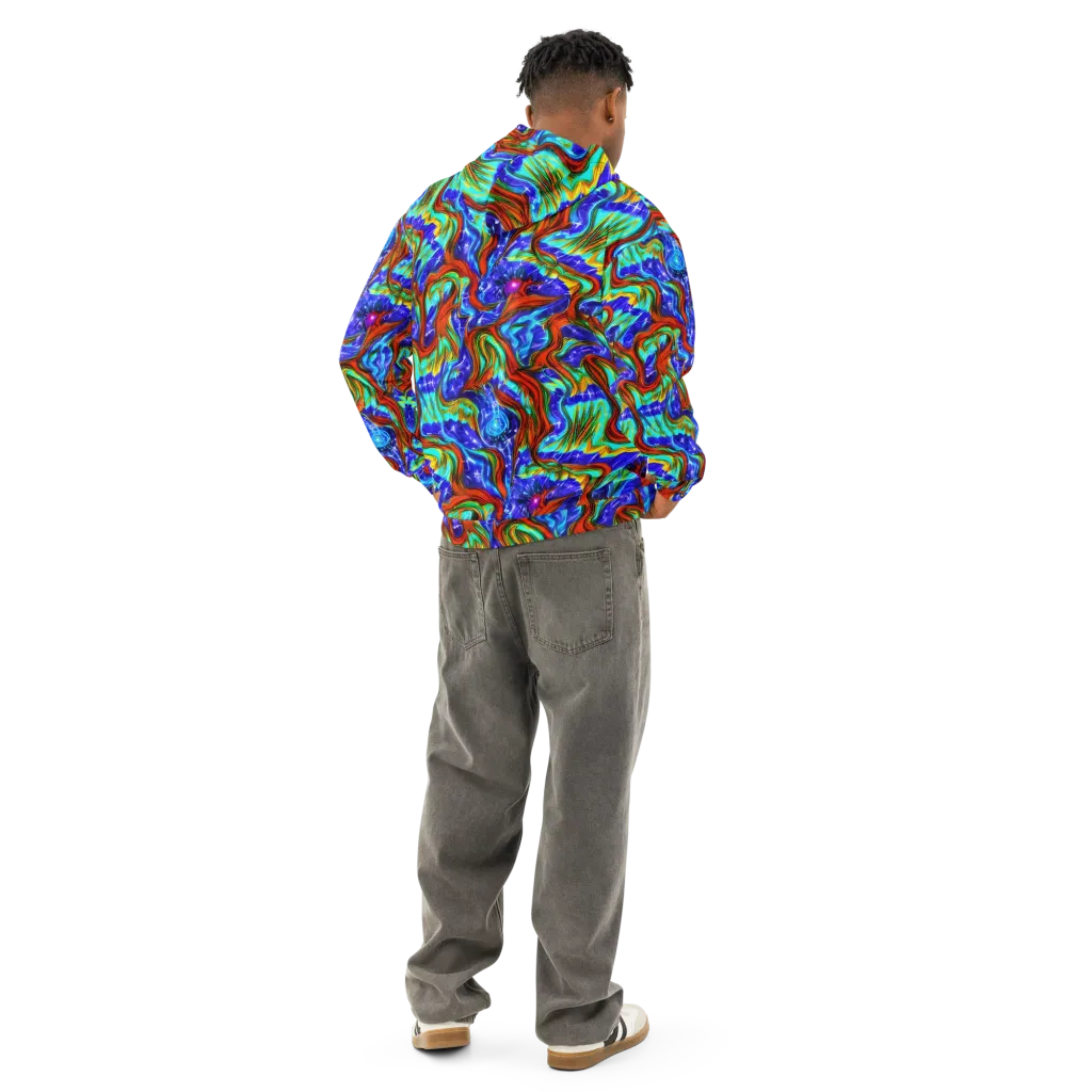 Bluefire Maze on Cotton Hoodie — Back