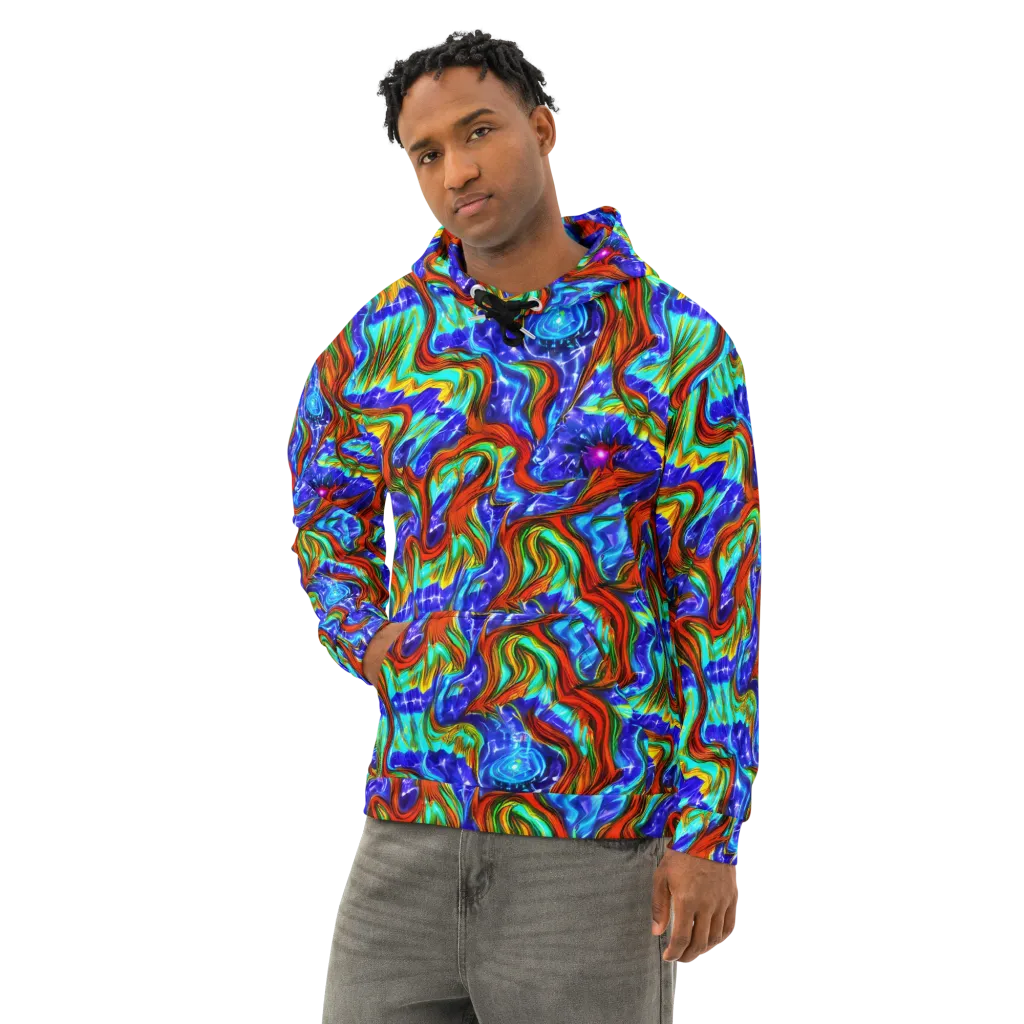 Bluefire Maze on Cotton Hoodie — Left Front