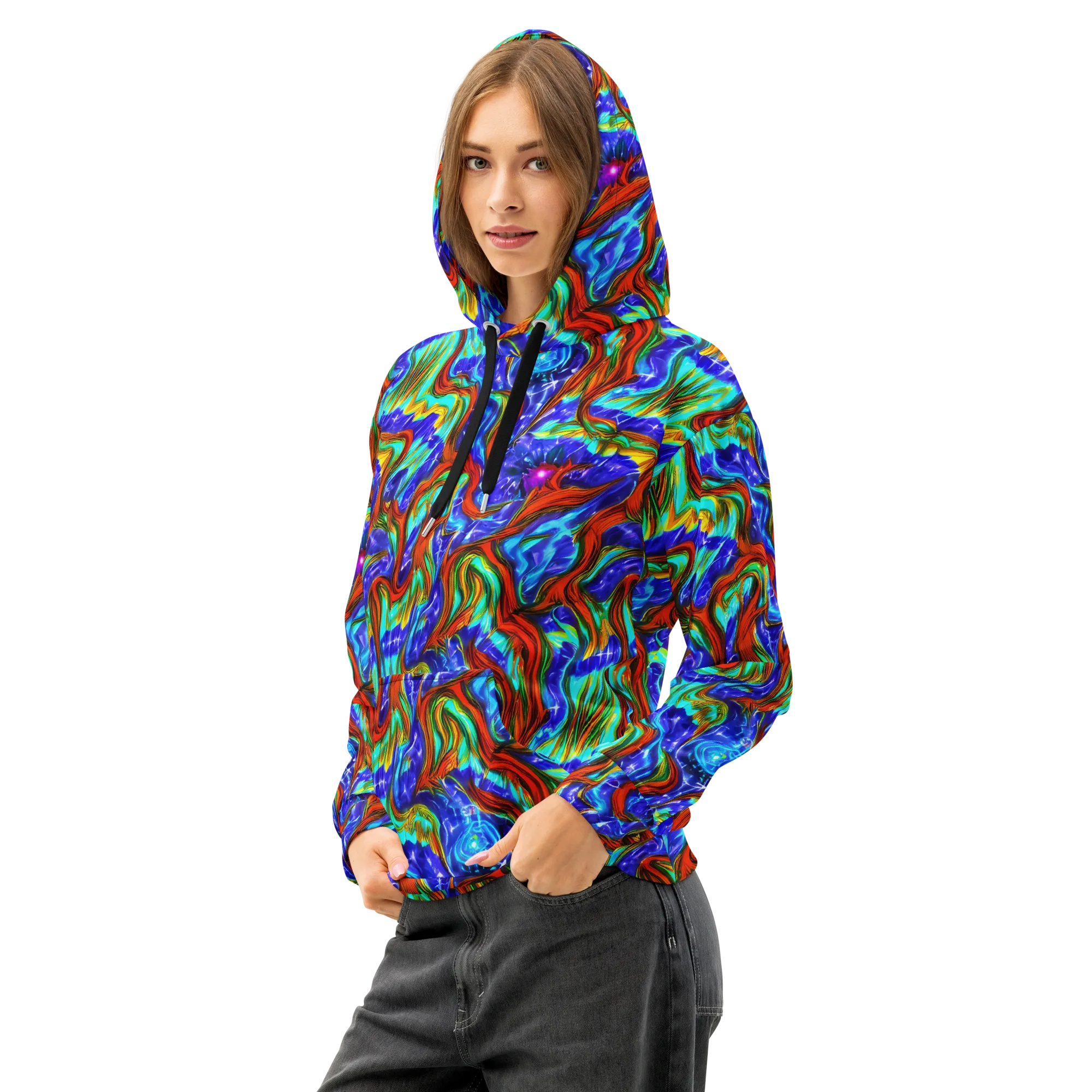 Bluefire Maze on Cotton Hoodie — Left Front