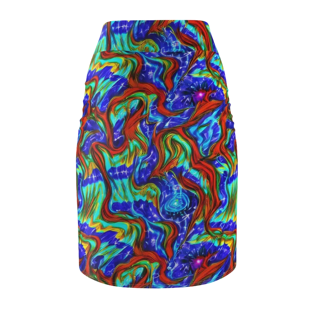 Bluefire Maze on Pencil Skirt — Back