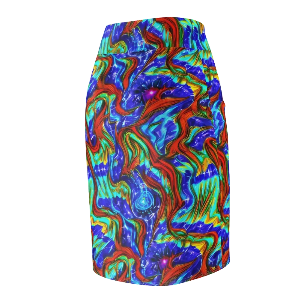 Bluefire Maze on Pencil Skirt — Back Side