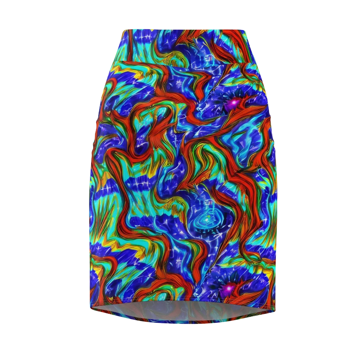 Bluefire Maze on Pencil Skirt — Front