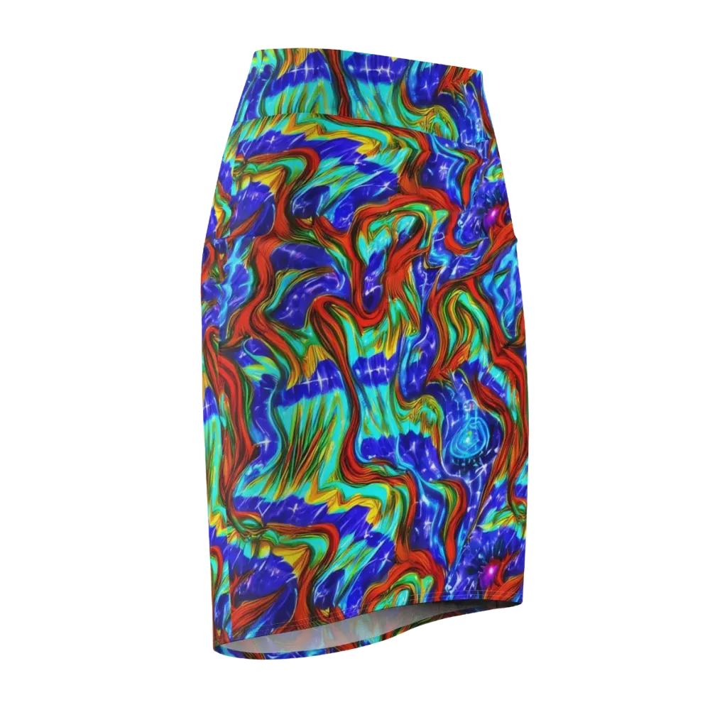Bluefire Maze on Pencil Skirt — Front Side