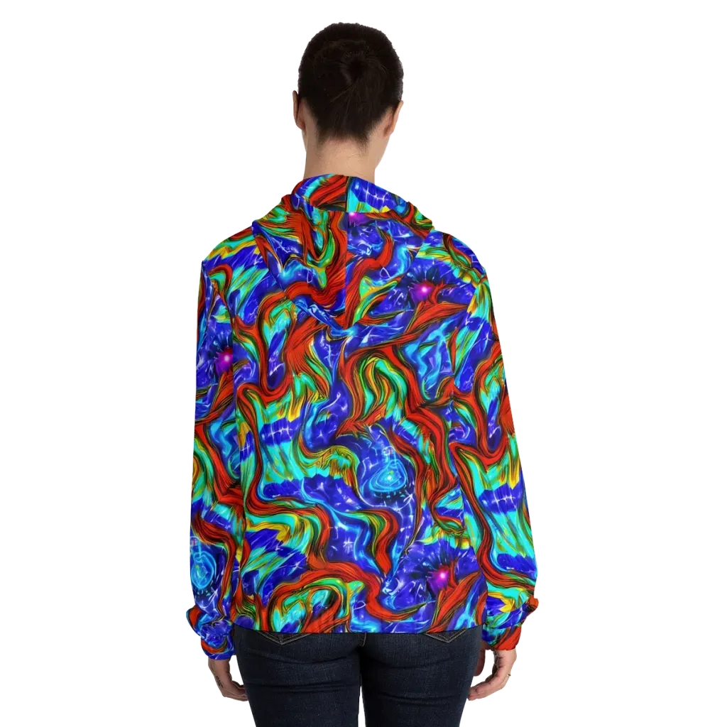 Bluefire Maze on Women's Full-Zip Hoodie — Back On Person