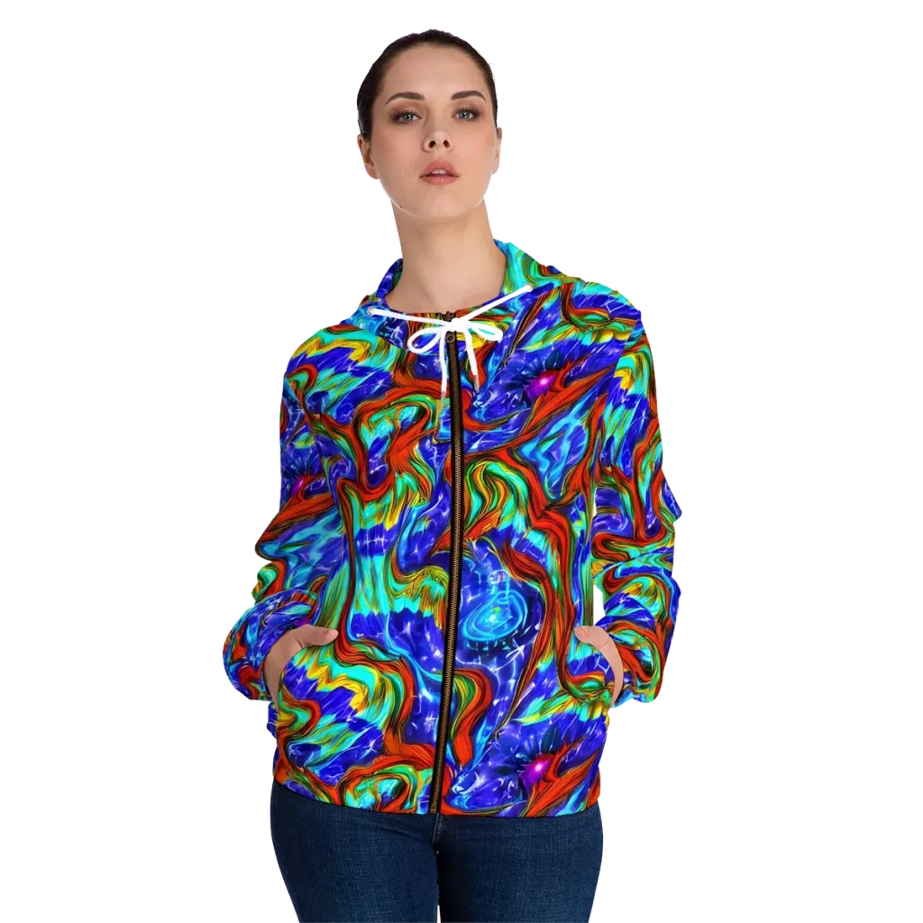 Bluefire Maze on Women's Full-Zip Hoodie — Front On Person