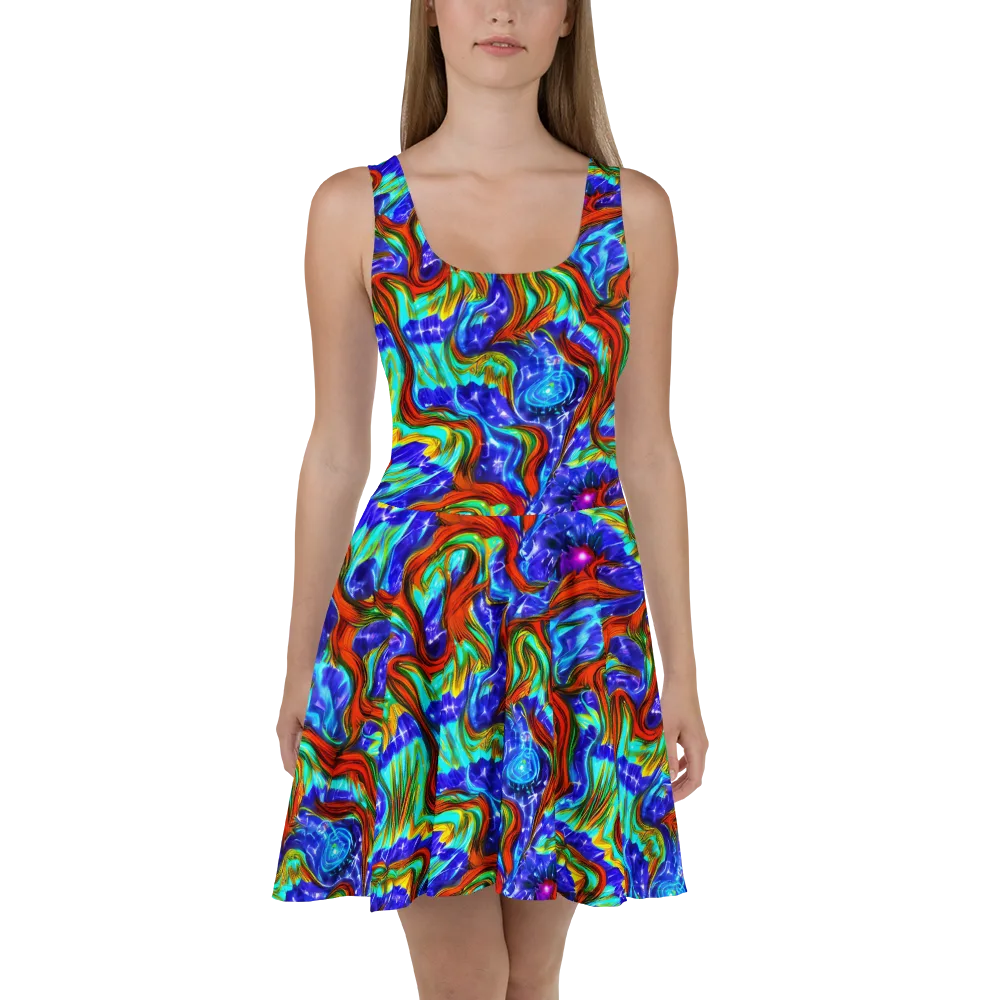 Bluefire Maze on Skater Dress — Front