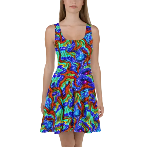 Bluefire Maze on a Skater Dress