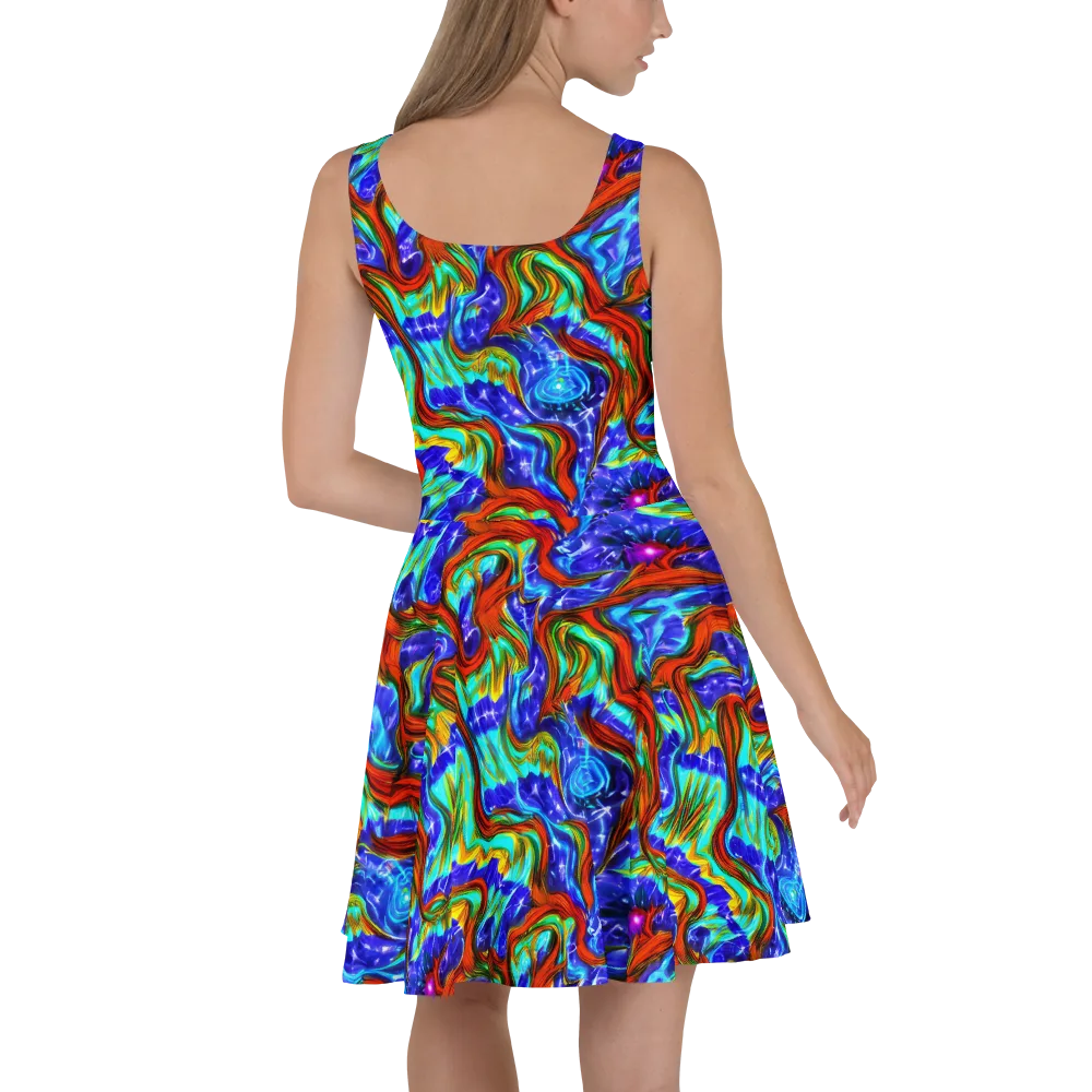 Bluefire Maze on Skater Dress — Back