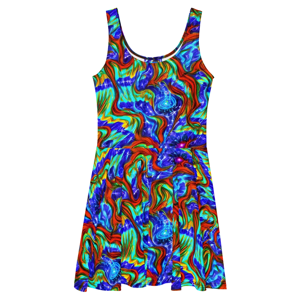 Bluefire Maze on Skater Dress — Front