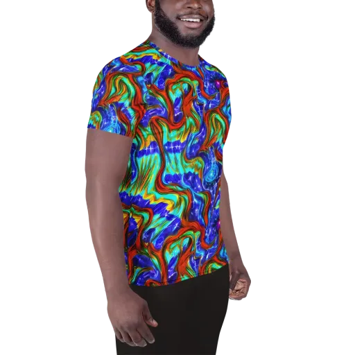 Bluefire Maze on a Men's Athletic T-Shirt