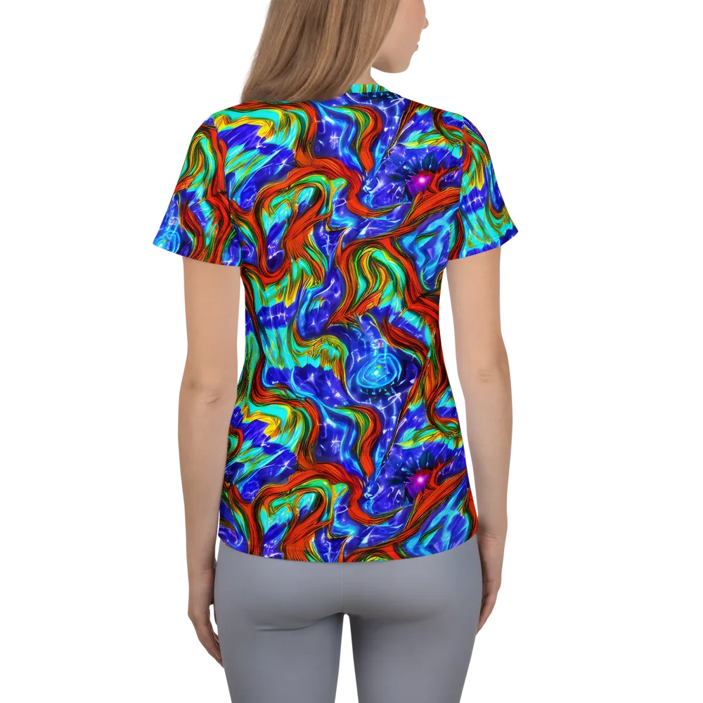 Bluefire Maze on Women's Athletic T-Shirt — Back
