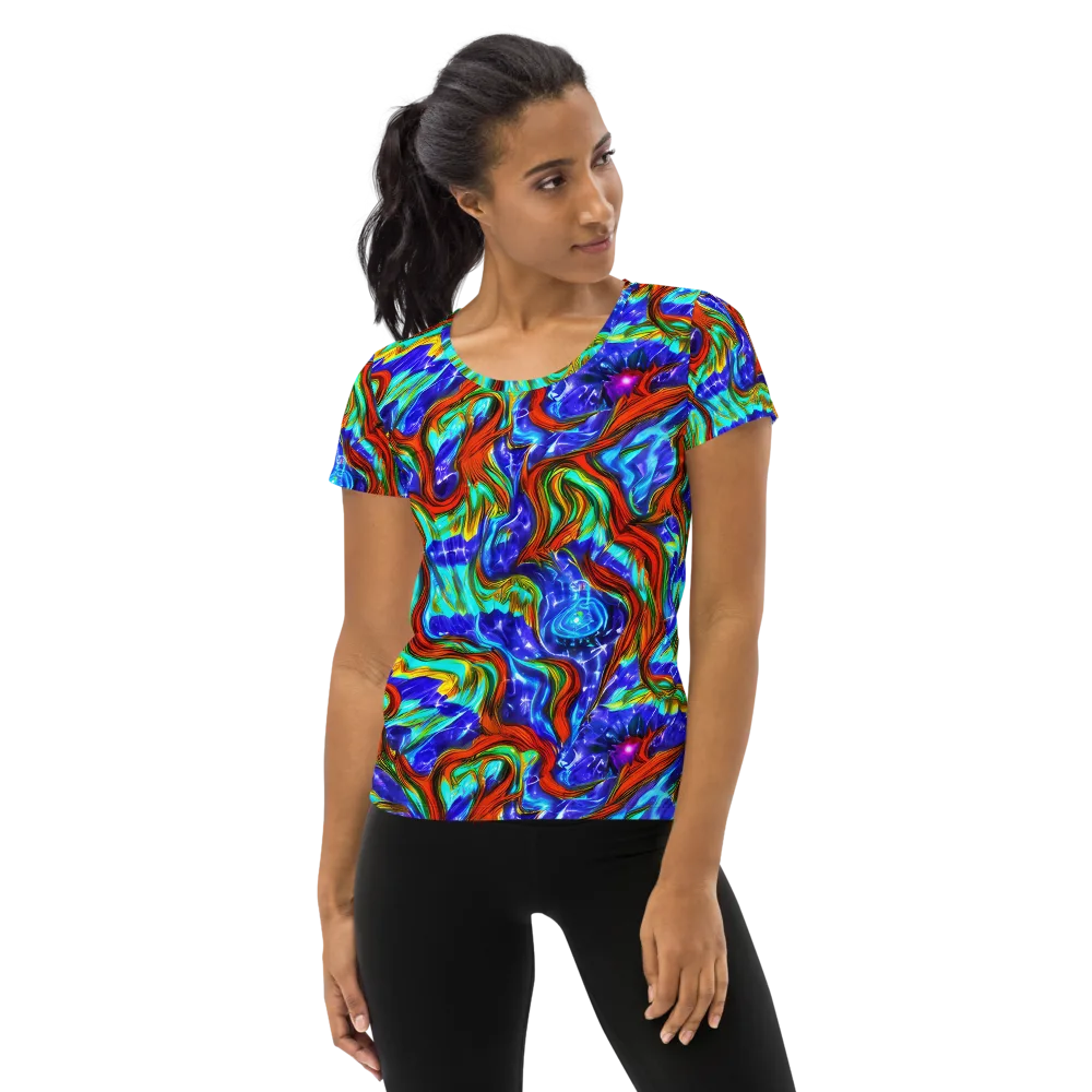 Bluefire Maze on Women's Athletic T-Shirt — Front