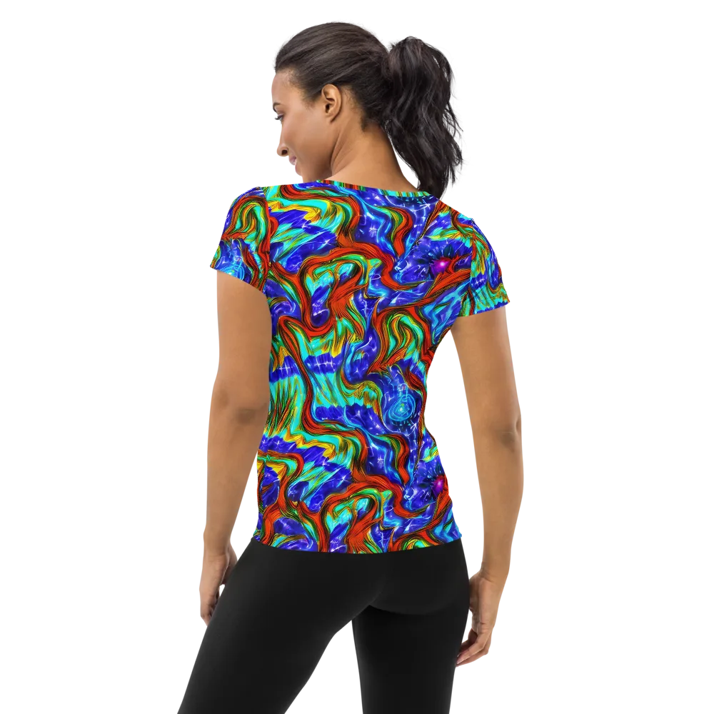 Bluefire Maze on Women's Athletic T-Shirt — Back
