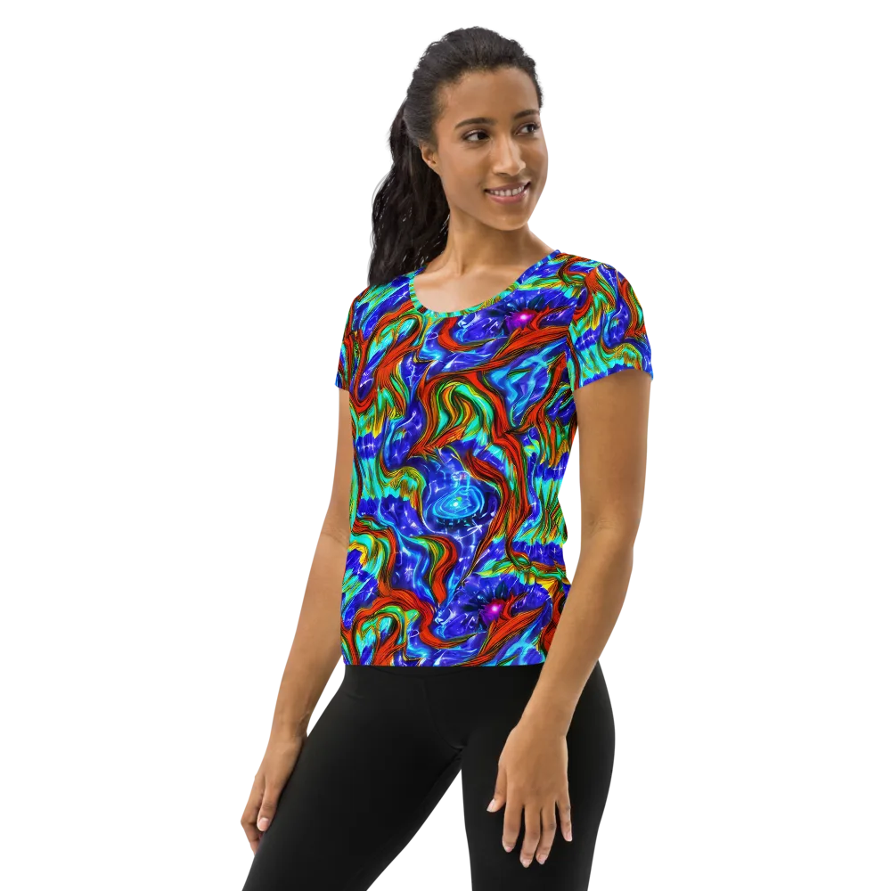 Bluefire Maze on Women's Athletic T-Shirt — Left