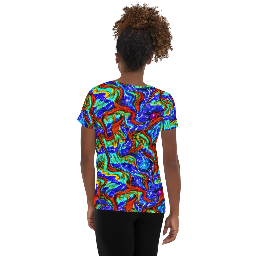 Bluefire Maze on Women's Athletic T-Shirt — Back