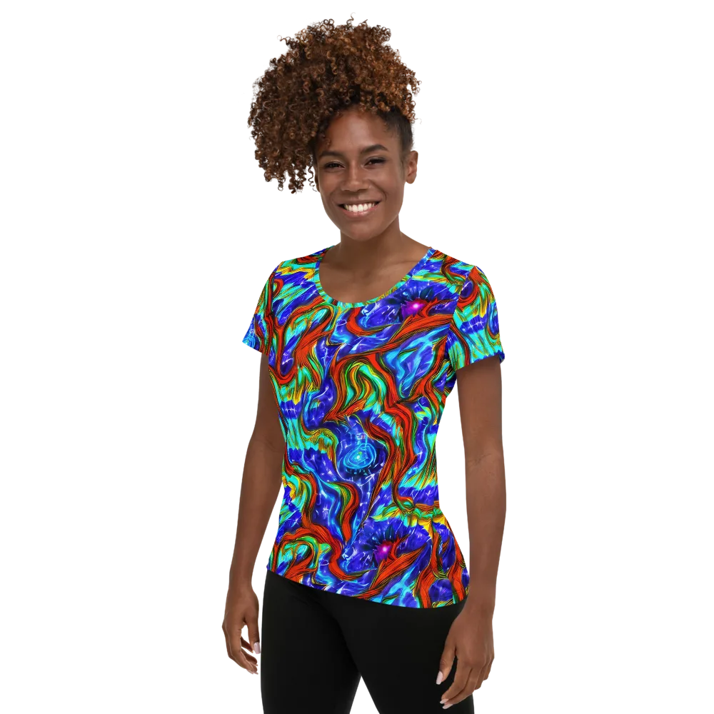 Bluefire Maze on Women's Athletic T-Shirt — Left