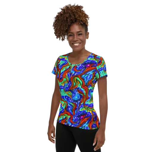 Bluefire Maze on a Women's Athletic T-Shirt