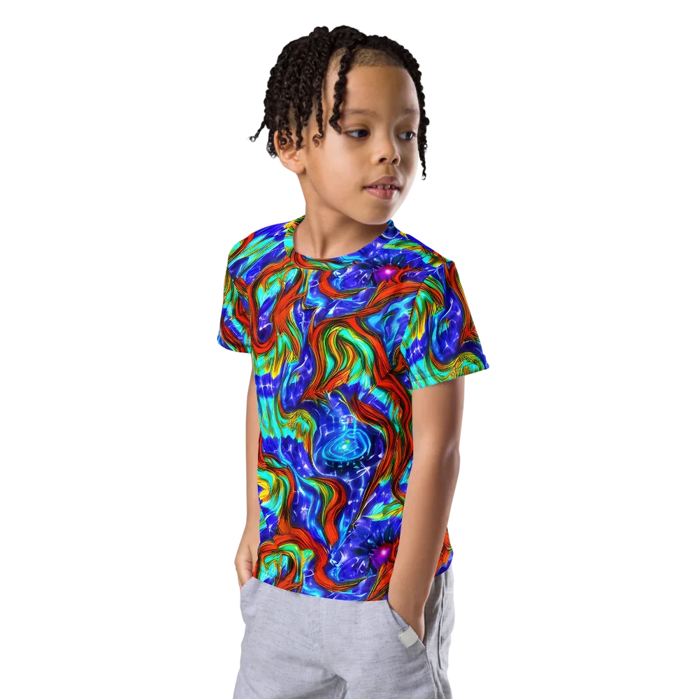 Bluefire Maze on Kids Crew Neck T-Shirt — Left Front