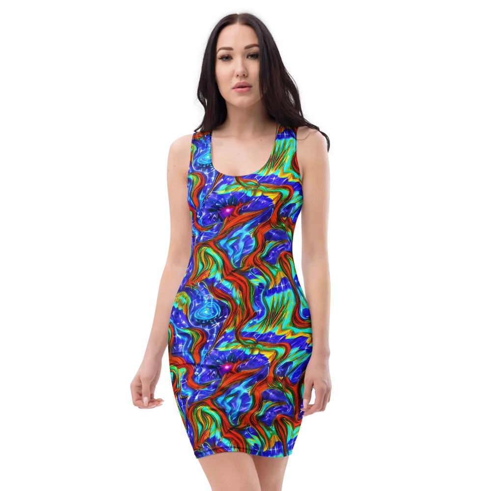 Bluefire Maze on Bodycon Dress — Front