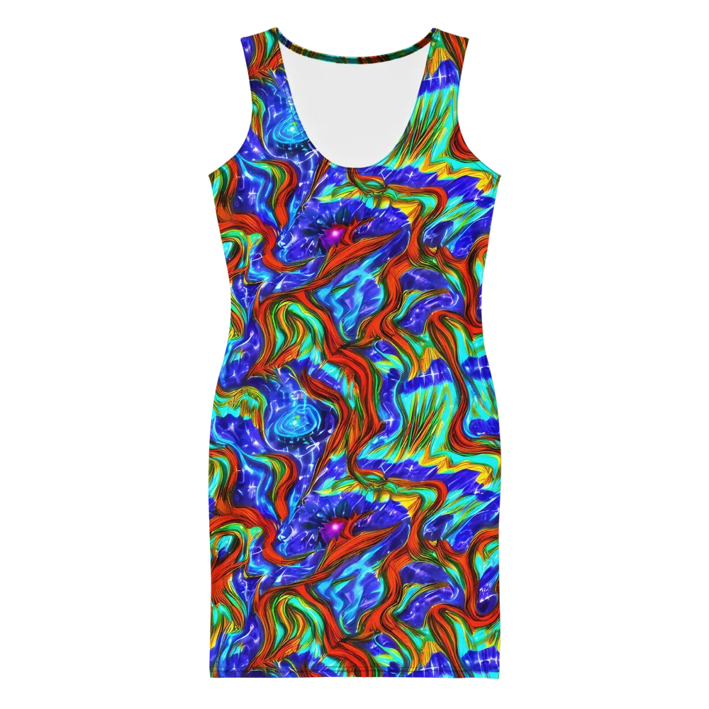 Bluefire Maze on Bodycon Dress — Front