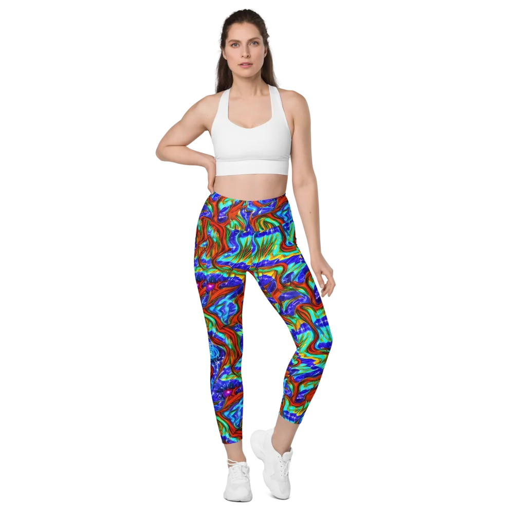 Bluefire Maze on Leggings with Pockets — Front