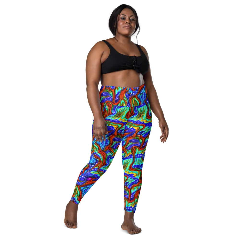 Bluefire Maze on Leggings with Pockets — Front