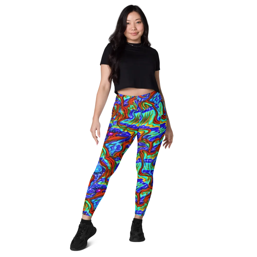 Bluefire Maze on Leggings with Pockets — Front