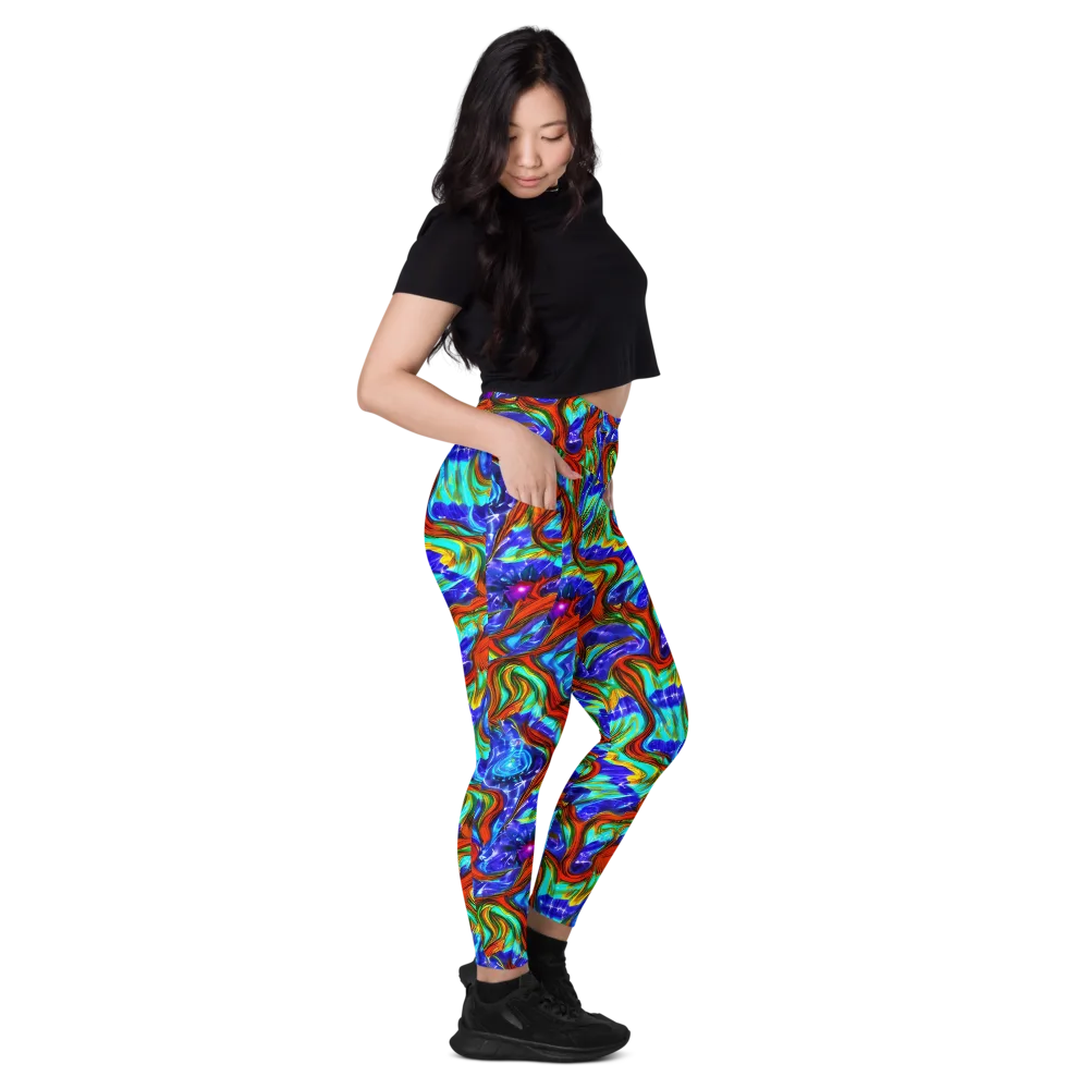 Bluefire Maze on Leggings with Pockets — Right
