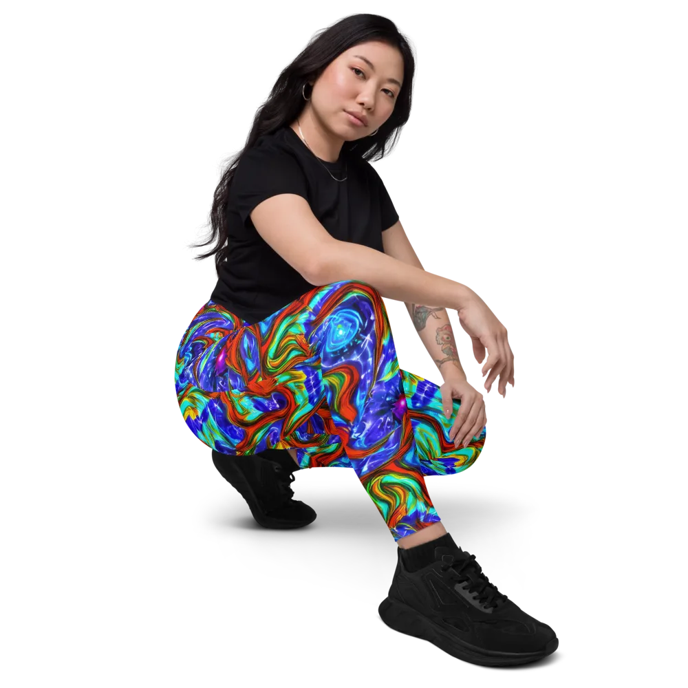 Bluefire Maze on Leggings with Pockets — Right Front