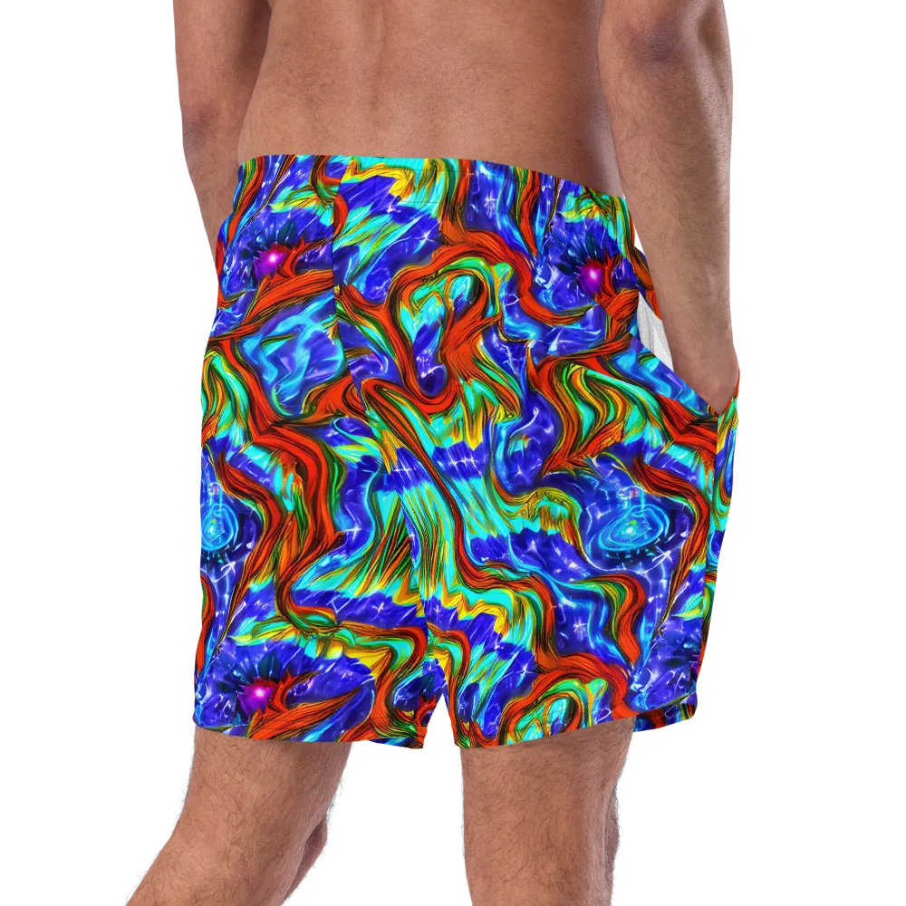 Bluefire Maze on Swim Trunks — Right Back