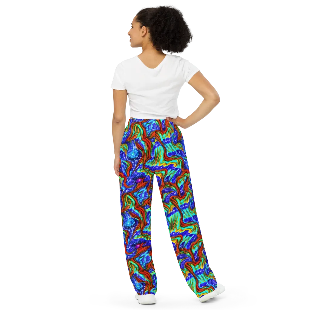 Bluefire Maze on Wide-Leg Pants — Back