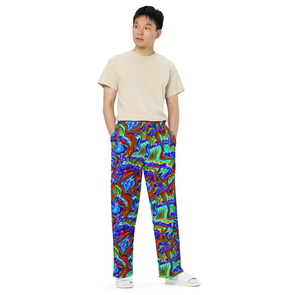 Bluefire Maze on Wide-Leg Pants — Front