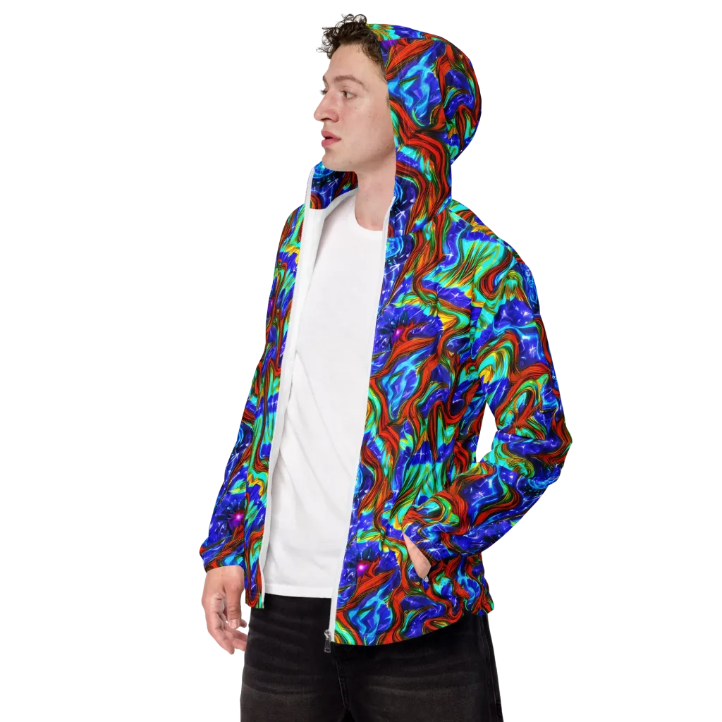 Bluefire Maze on Men's Windbreaker — Left Front