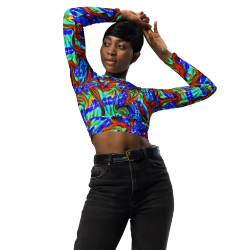 Bluefire Maze on a Long Sleeve Crop Top